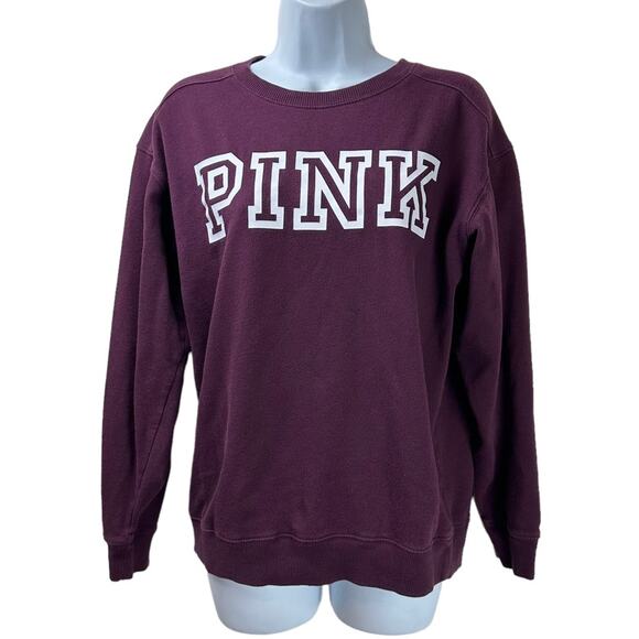 PINK Victoria’s Secret Spellout Sweatshirt Burgundy Size Small - Picture 1 of 5
